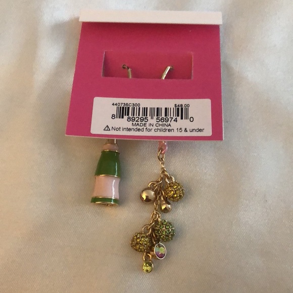 Betsey Johnson Gold Tone Flower, Fireball & Champagne Mismatch Drop Earrings NWT - Picture 10 of 10